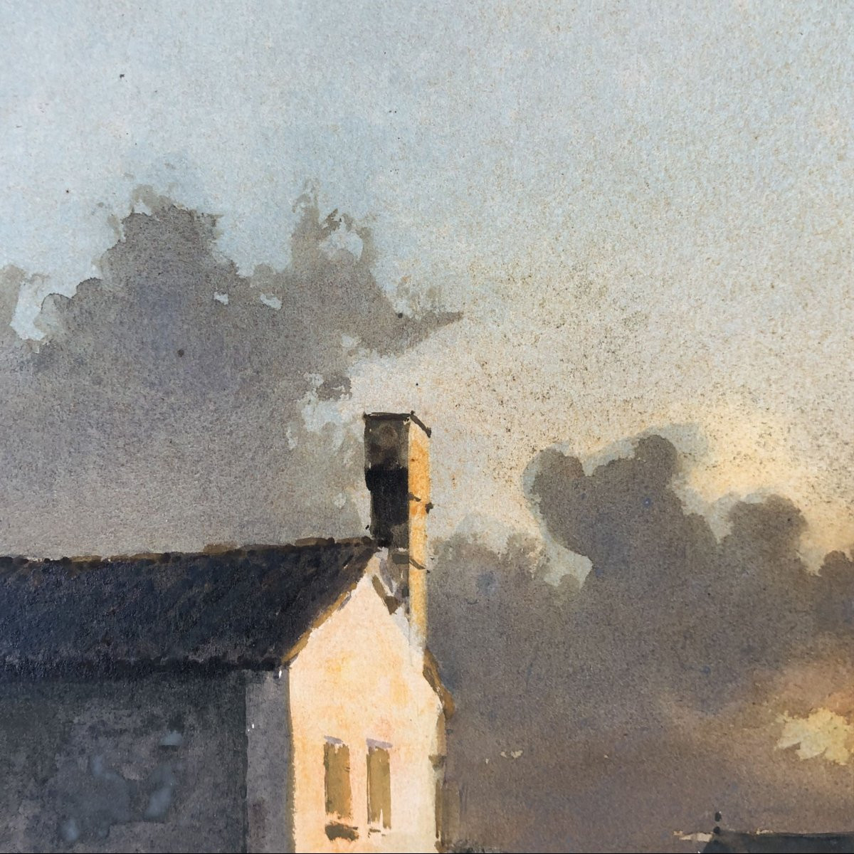 Acquerello "Isola di Torcello con Ponte del Diavolo", Alberto Prosdocimi, inizio '900-photo-3