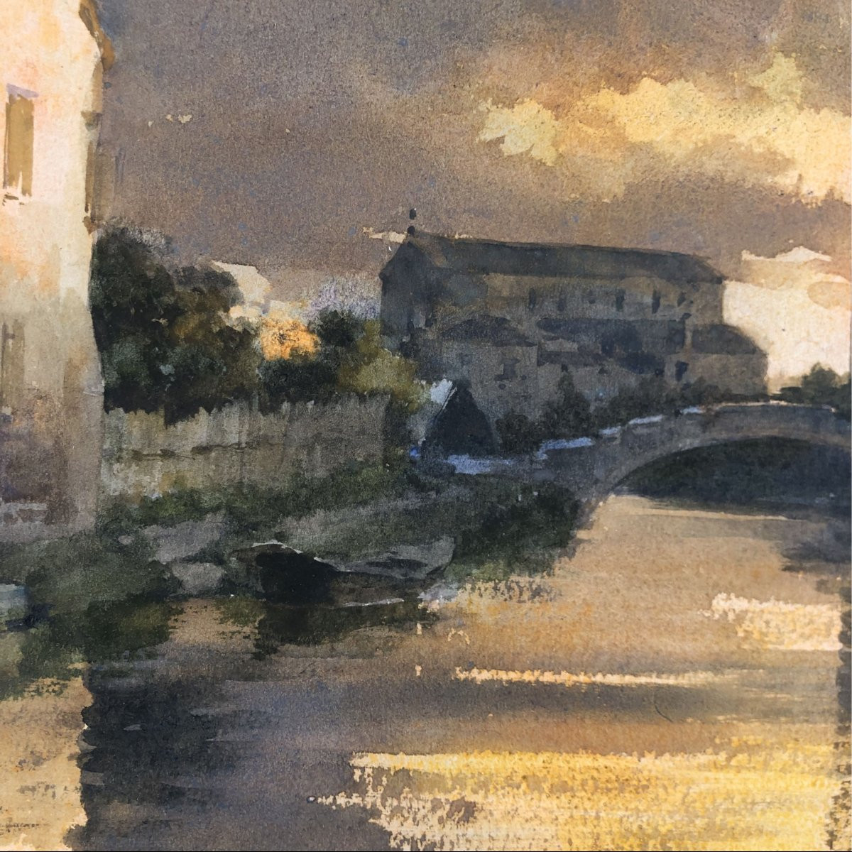 Acquerello "Isola di Torcello con Ponte del Diavolo", Alberto Prosdocimi, inizio '900-photo-4