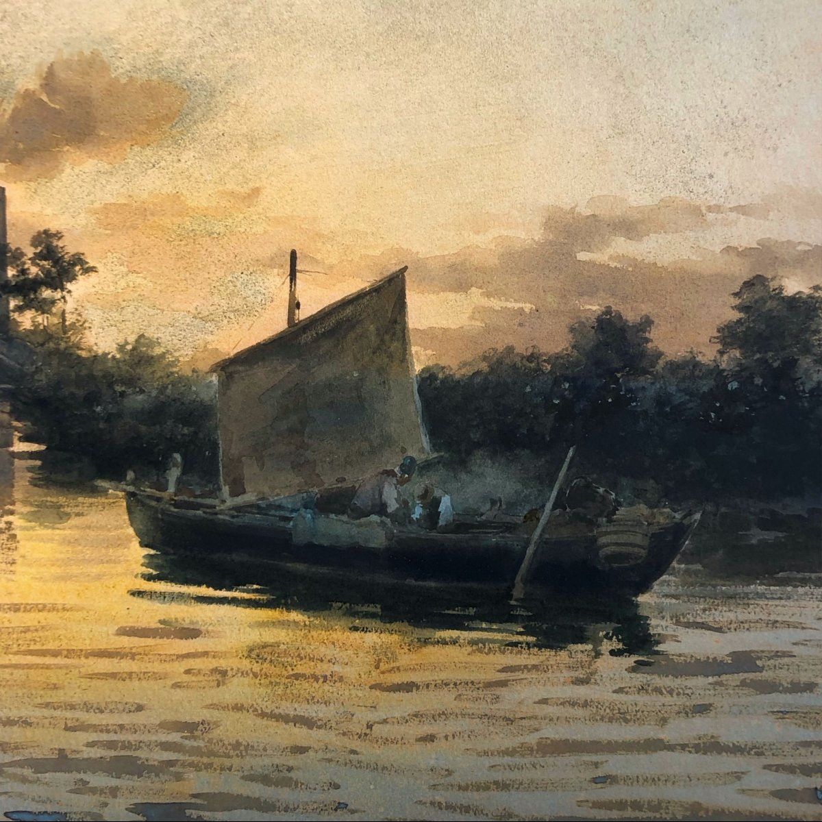 Acquerello "Isola di Torcello con Ponte del Diavolo", Alberto Prosdocimi, inizio '900-photo-5