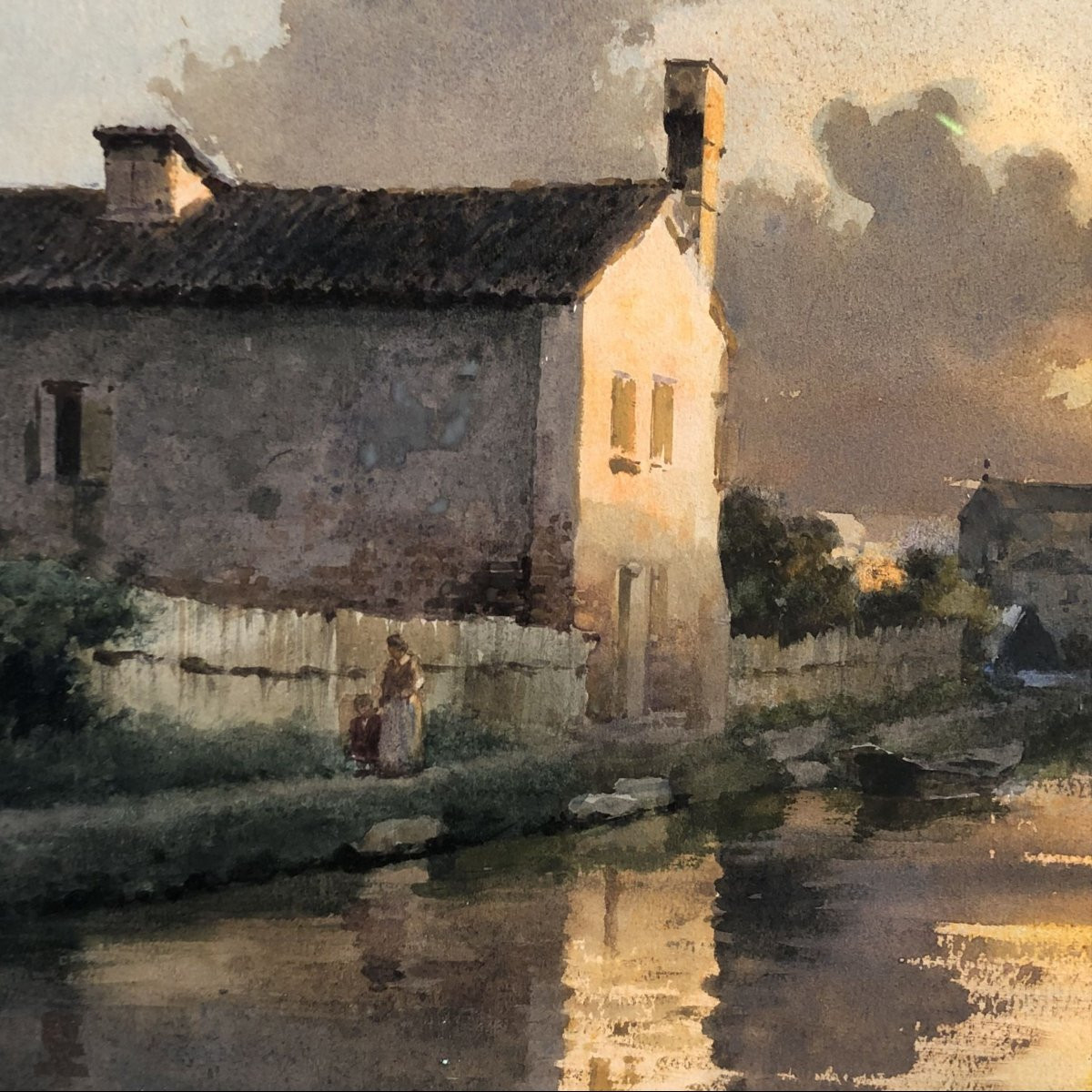 Acquerello "Isola di Torcello con Ponte del Diavolo", Alberto Prosdocimi, inizio '900-photo-6