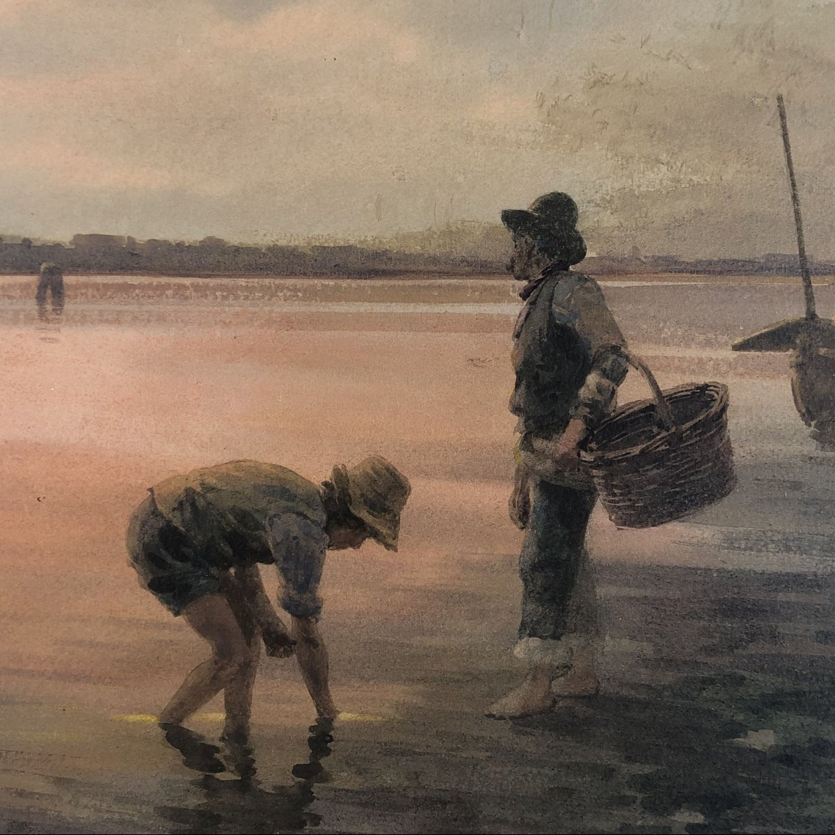 Acquerello “Pescatori nella laguna di Venezia”, Alberto Prosdocimi, '900-photo-2