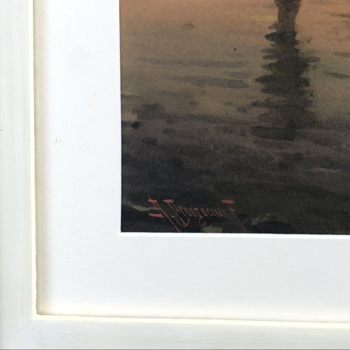 Acquerello “Pescatori nella laguna di Venezia”, Alberto Prosdocimi, '900-photo-1