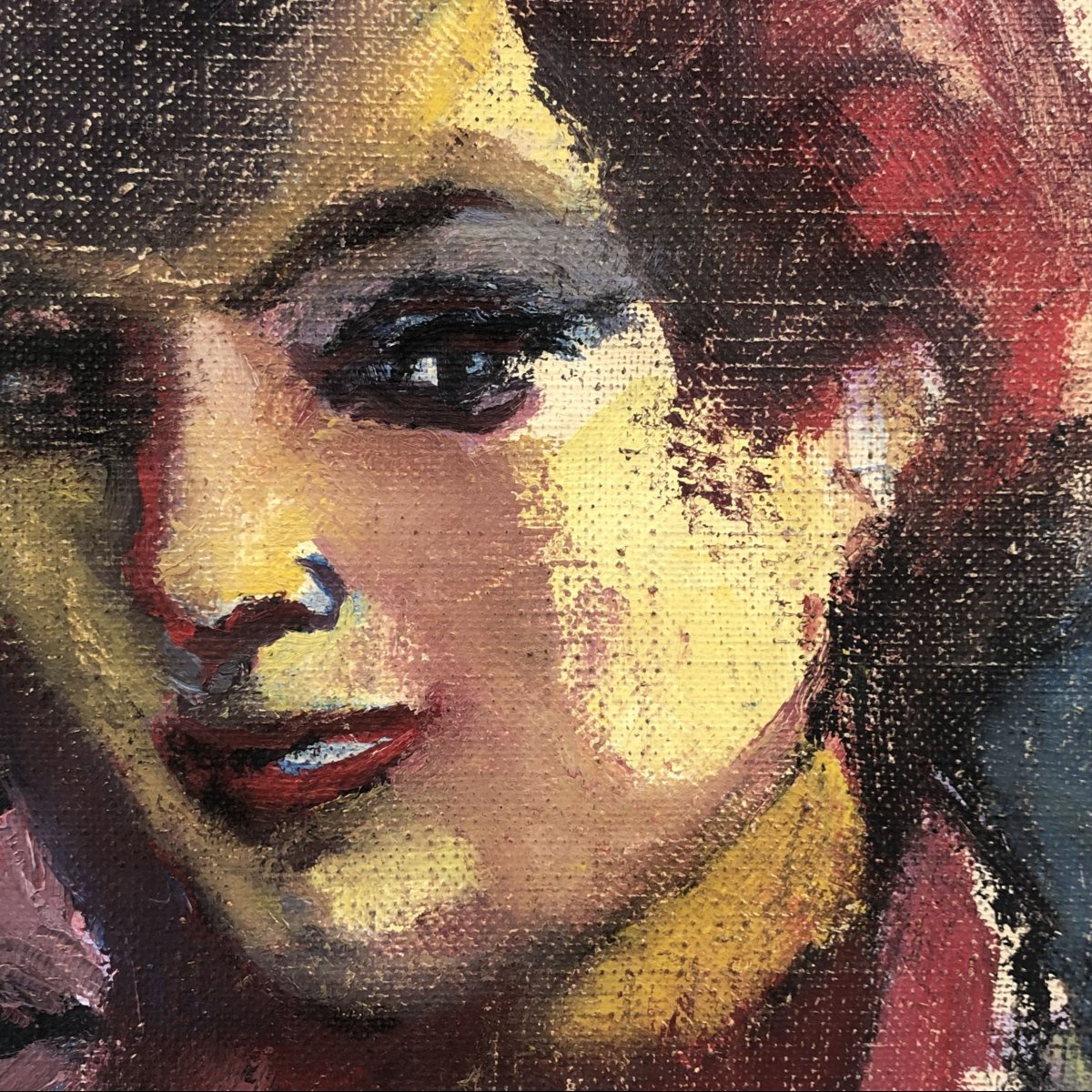 Olio su tela, Ritratto di donna di Mino Maccari, 1960 ca.-photo-2