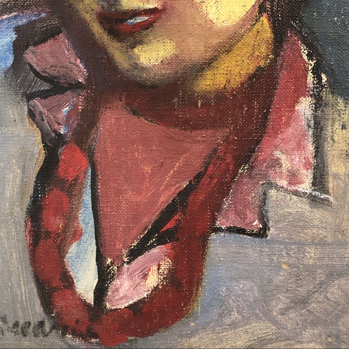 Olio su tela, Ritratto di donna di Mino Maccari, 1960 ca.-photo-3