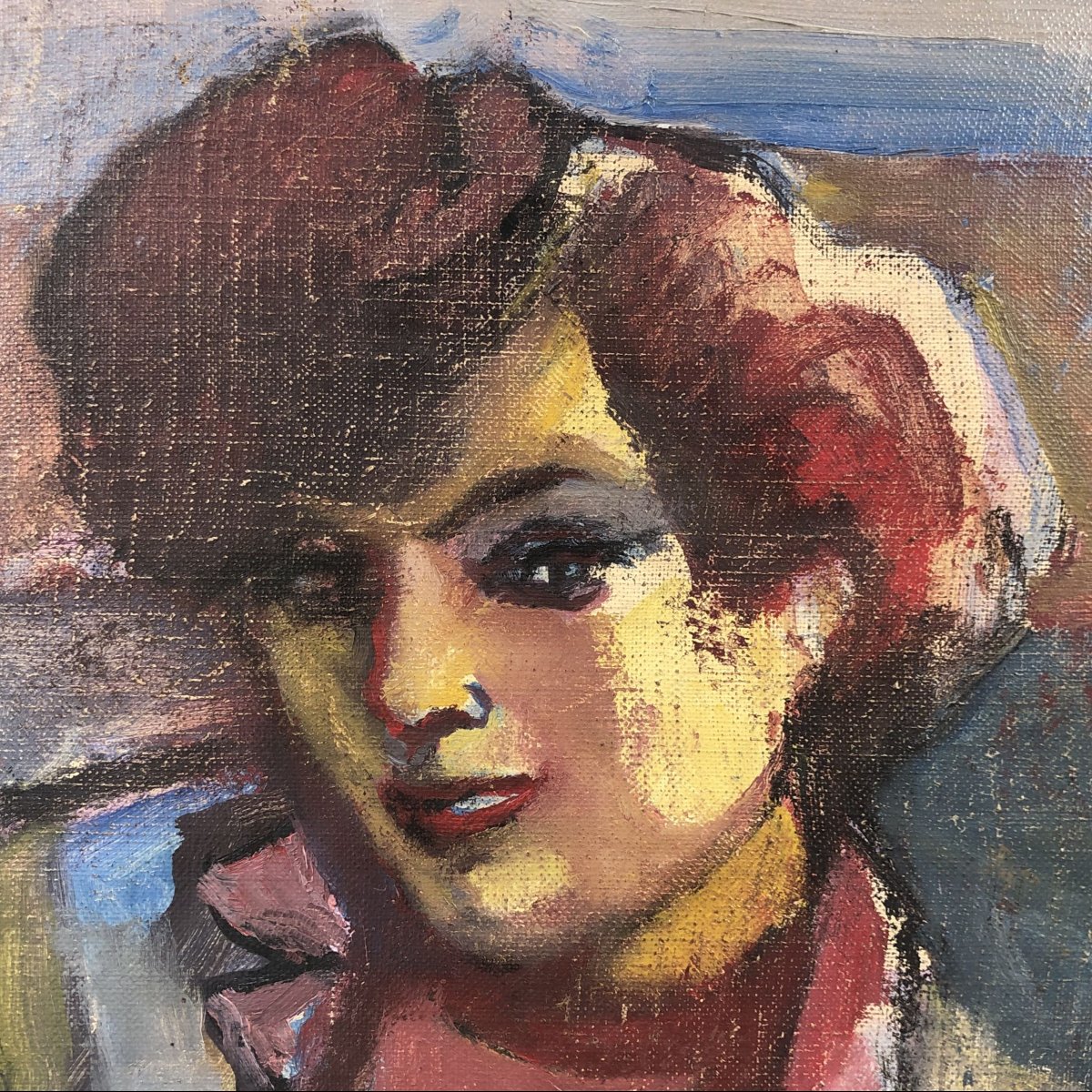 Olio su tela, Ritratto di donna di Mino Maccari, 1960 ca.-photo-2