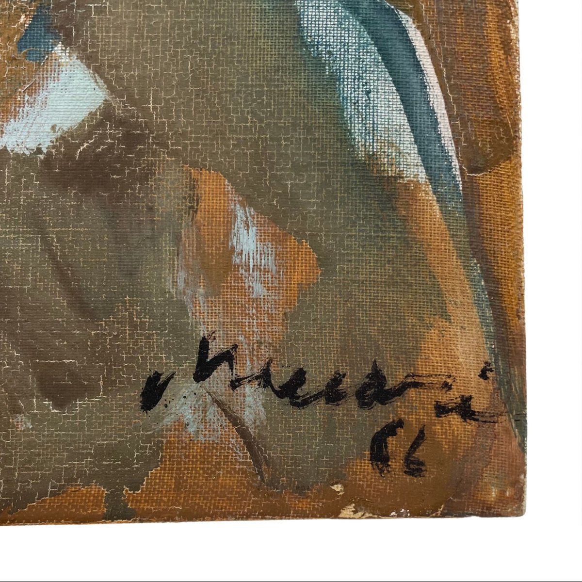 Olio su tela applicata su tavola di Mino Maccari, “Signorina”, 1966-photo-8