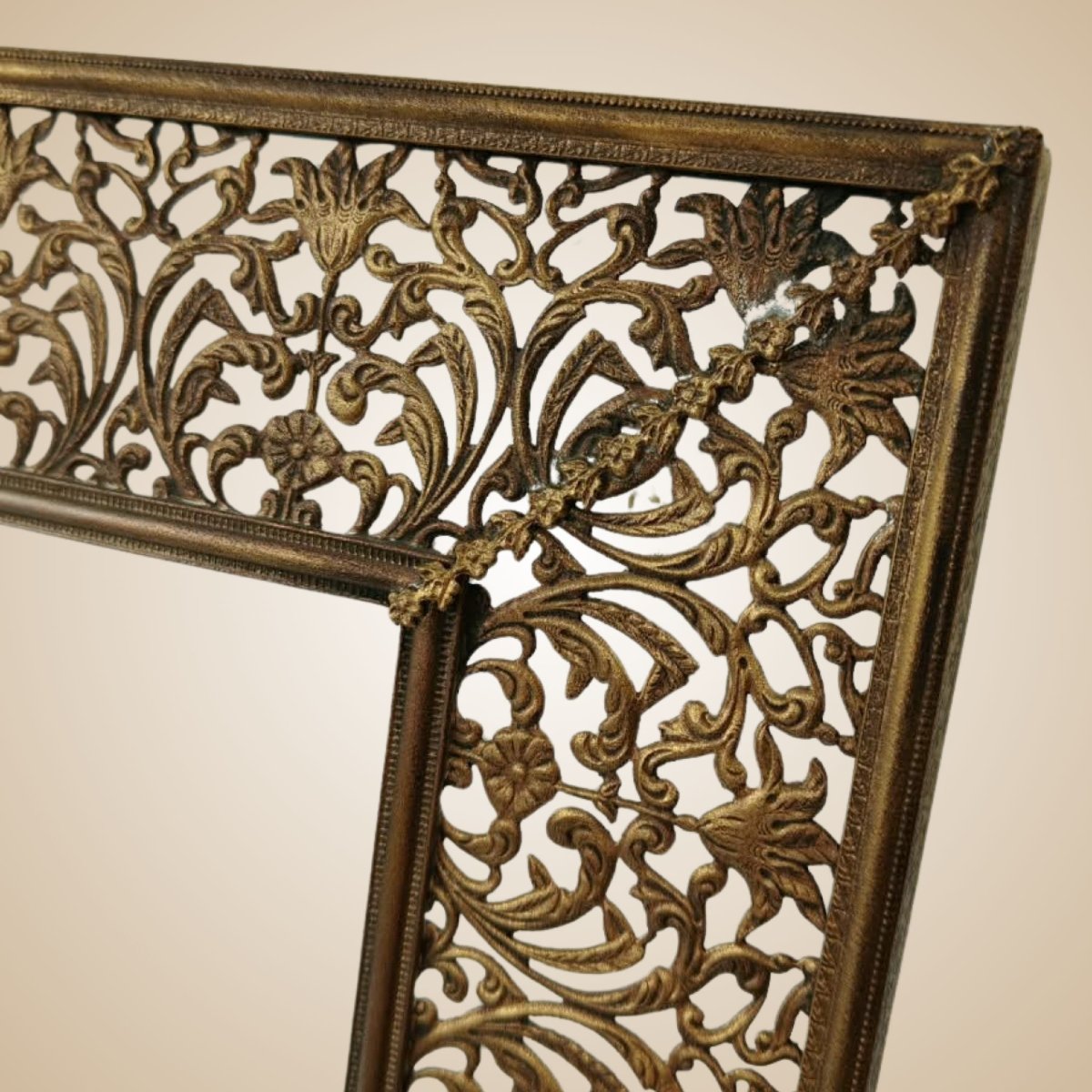 Cornice in ottone francese a motivi floreali, primi anni del '900-photo-1