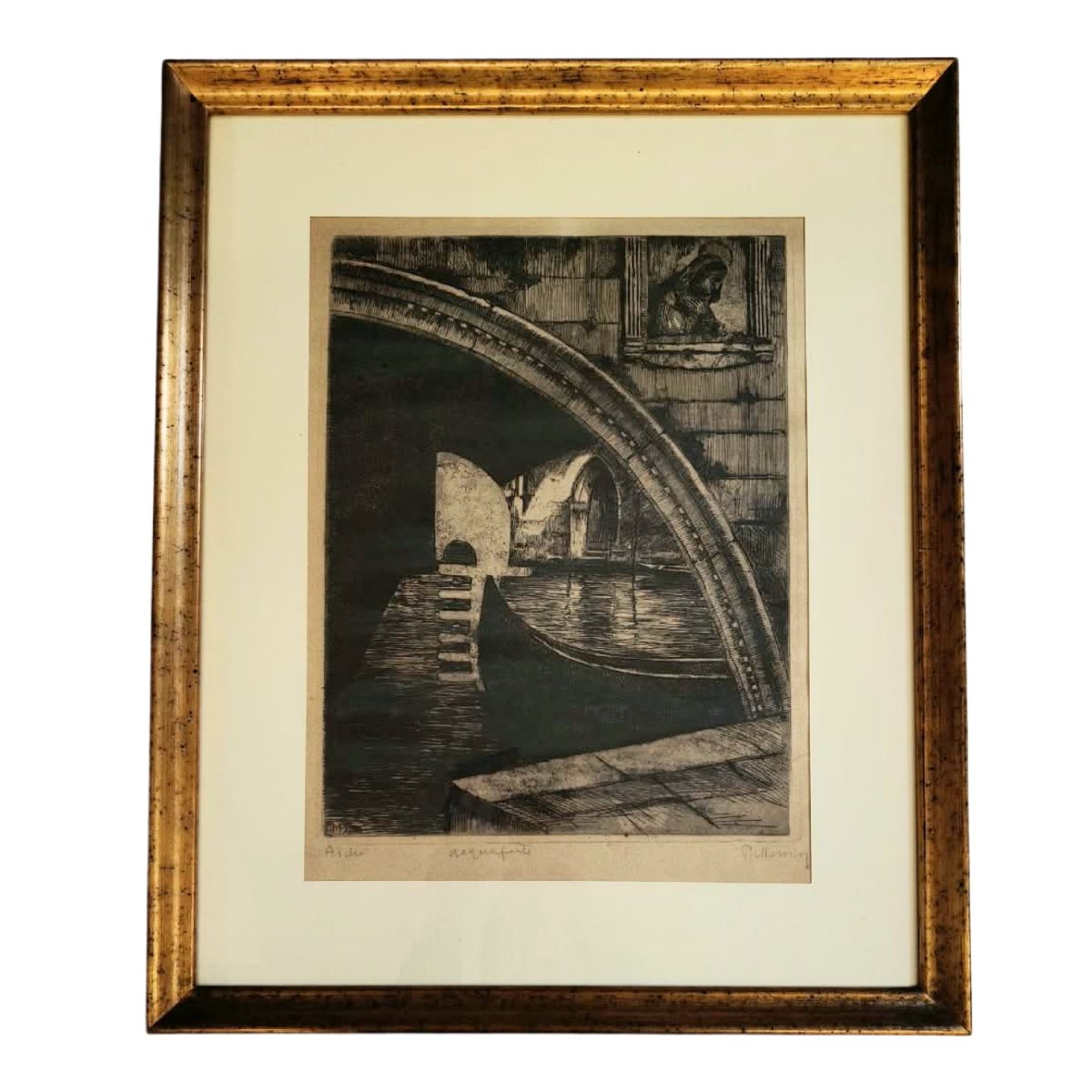 Pericle Menin, quattro incisioni ad acquaforte, scorci veneziani, 1930 ca. -photo-2