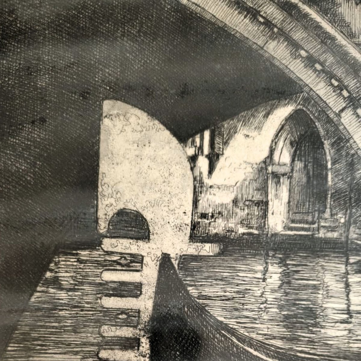 Pericle Menin, quattro incisioni ad acquaforte, scorci veneziani, 1930 ca. -photo-2