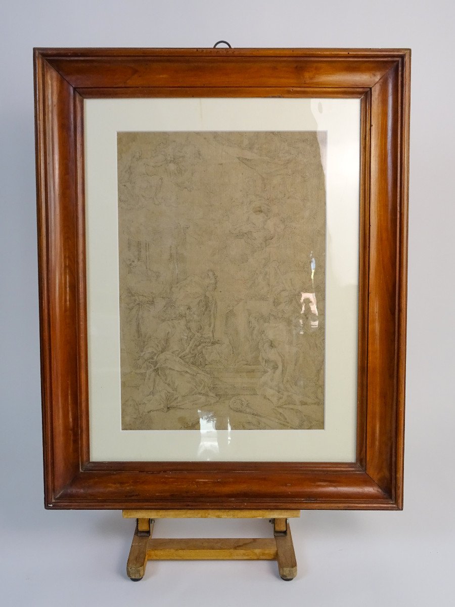 Matita su carta attribuita a Sebastiano Ricci - Assunzione e incoronazione della Vergine-photo-2