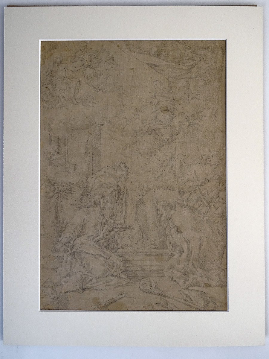 Matita su carta attribuita a Sebastiano Ricci - Assunzione e incoronazione della Vergine-photo-3