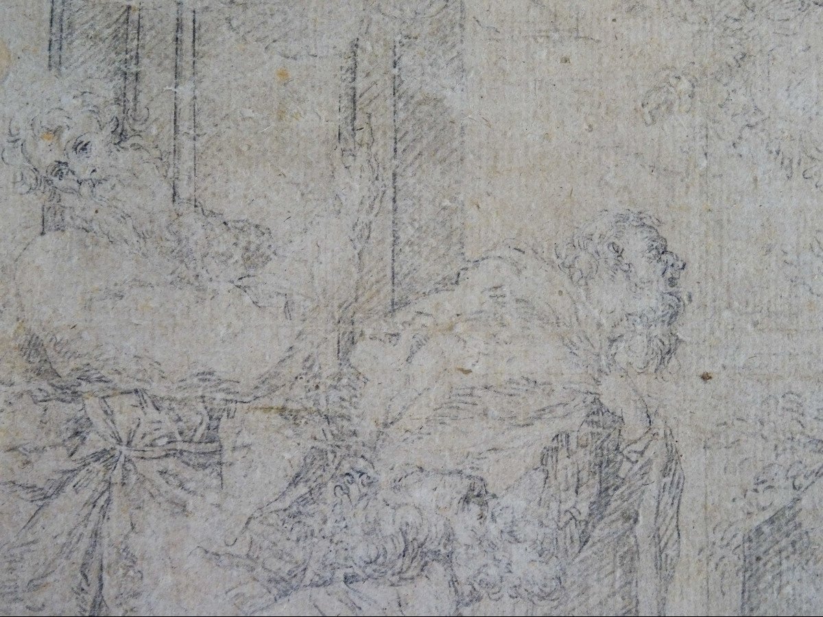 Matita su carta attribuita a Sebastiano Ricci - Assunzione e incoronazione della Vergine-photo-4