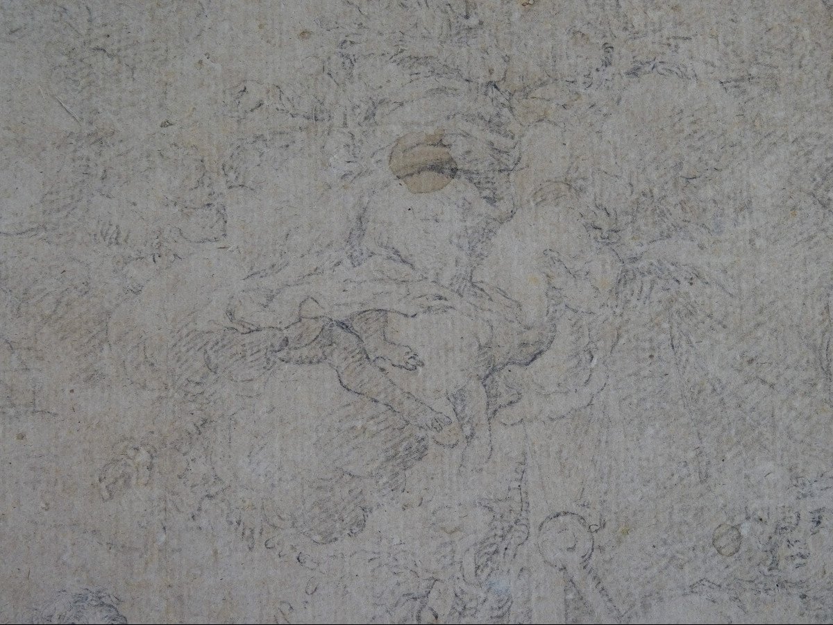 Matita su carta attribuita a Sebastiano Ricci - Assunzione e incoronazione della Vergine-photo-3