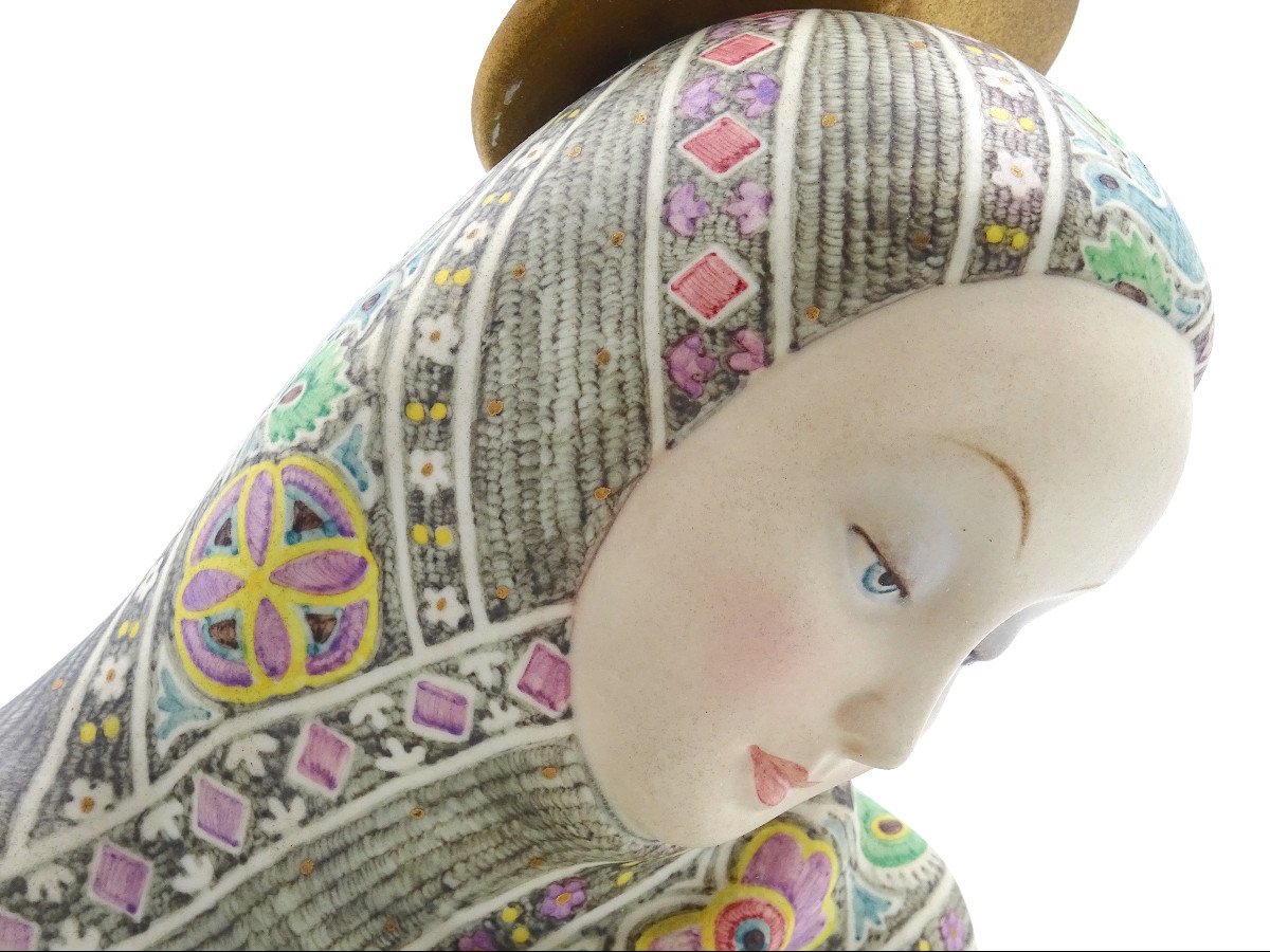 "Madonna dell'amore", sculpture en céramique, manufacture Lenci-photo-3