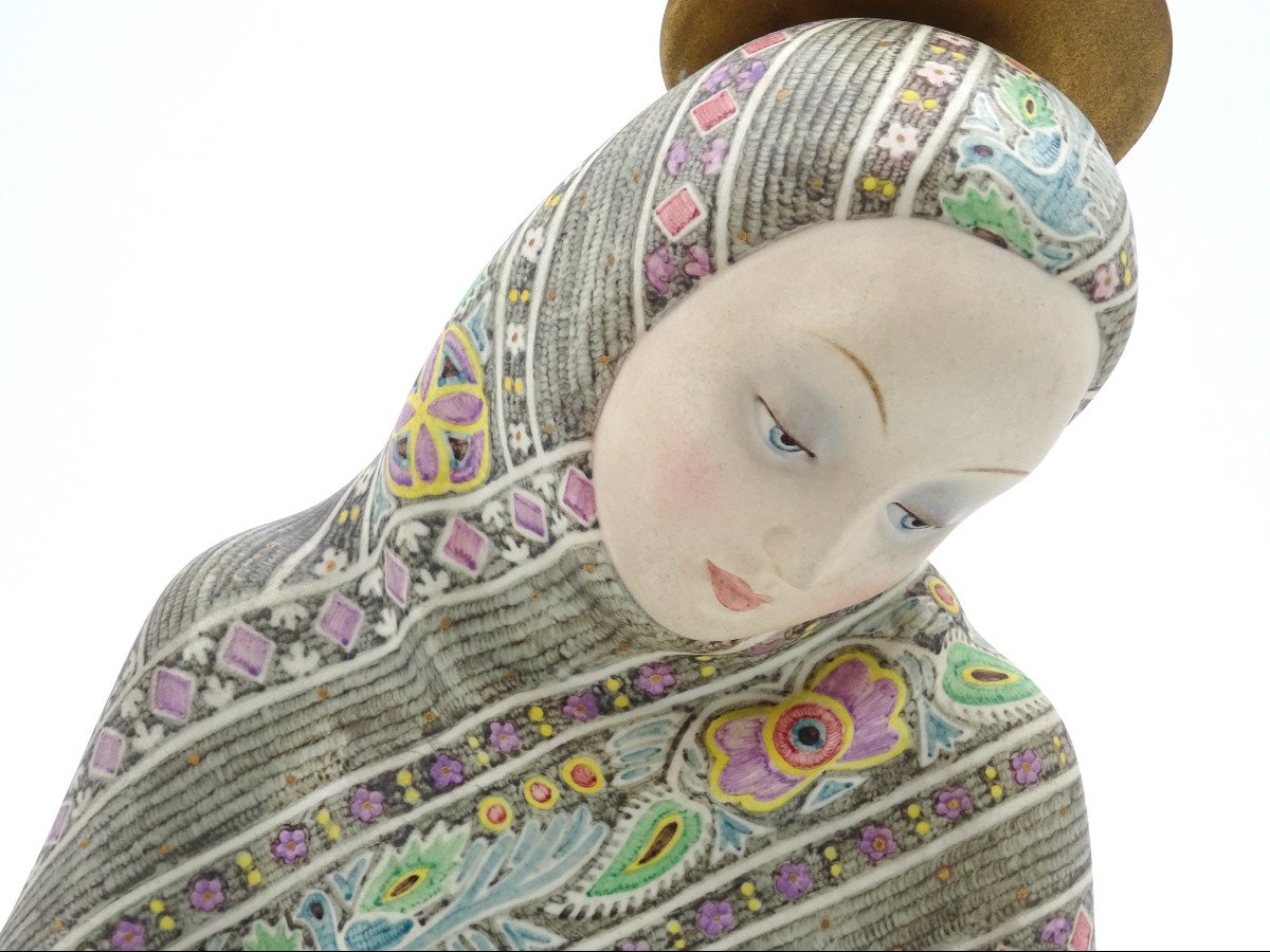 "Madonna dell'amore", sculpture en céramique, manufacture Lenci-photo-5