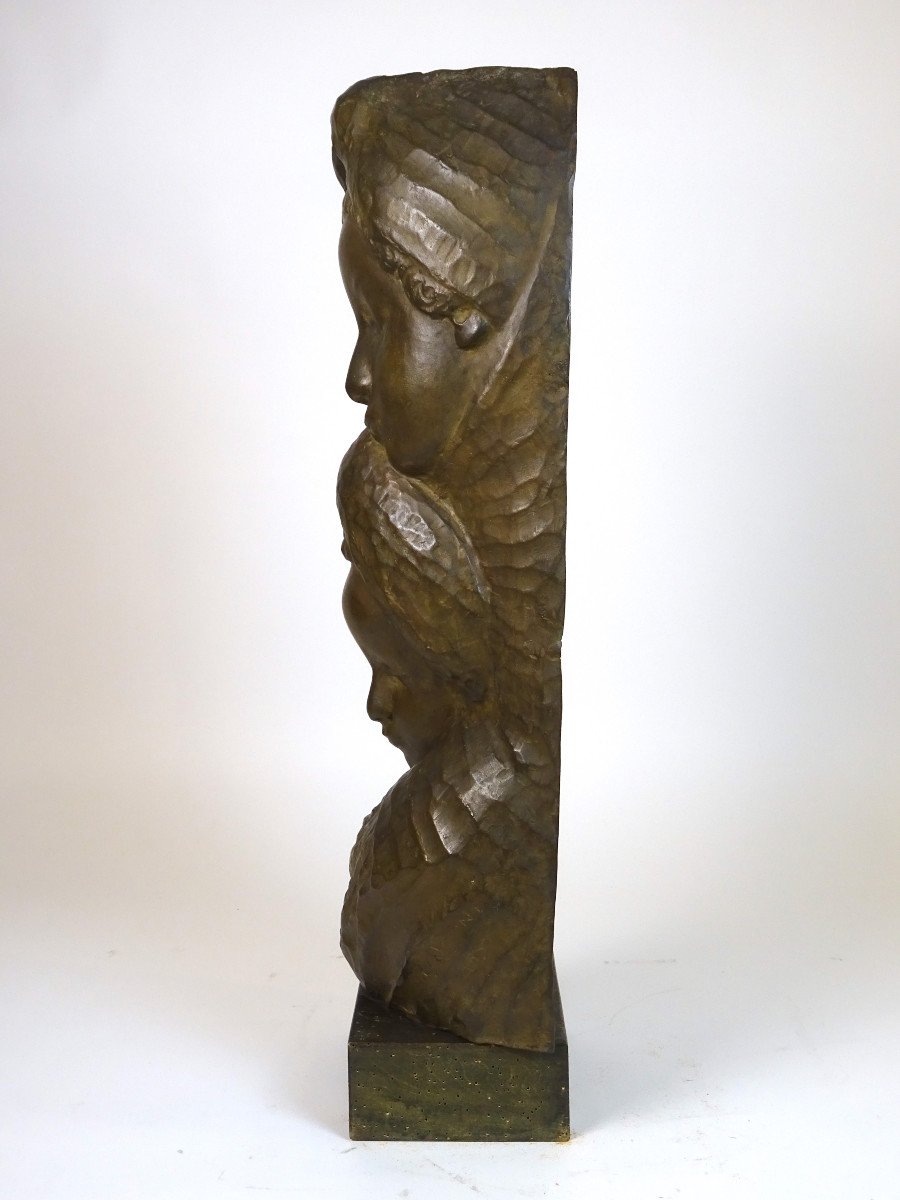 Sculpture en bronze, "Maternité" par Francesco Falcone 1927-photo-4