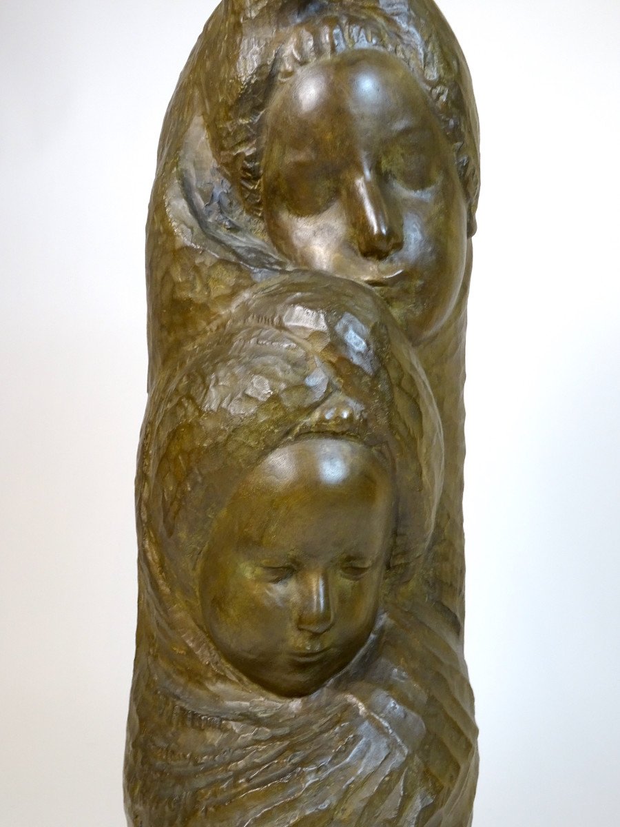 Sculpture en bronze, "Maternité" par Francesco Falcone 1927-photo-1