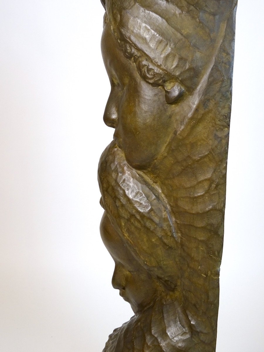 Sculpture en bronze, "Maternité" par Francesco Falcone 1927-photo-5