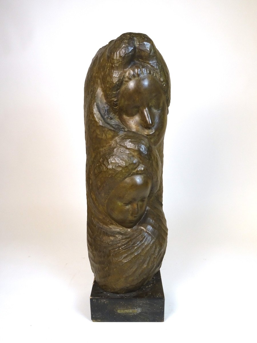 Sculpture en bronze, "Maternité" par Francesco Falcone 1927
