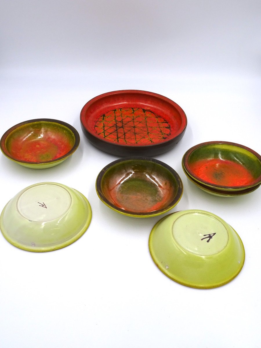Set di 7 ciotole in ceramica smaltata di Alessio Tasca, 1970 circa-photo-2