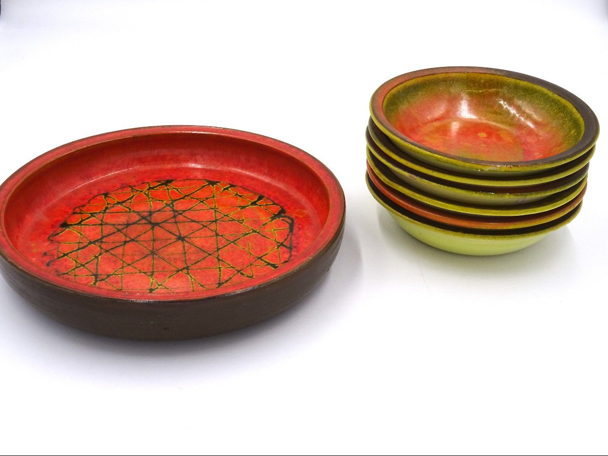 Set di 7 ciotole in ceramica smaltata di Alessio Tasca, 1970 circa-photo-4