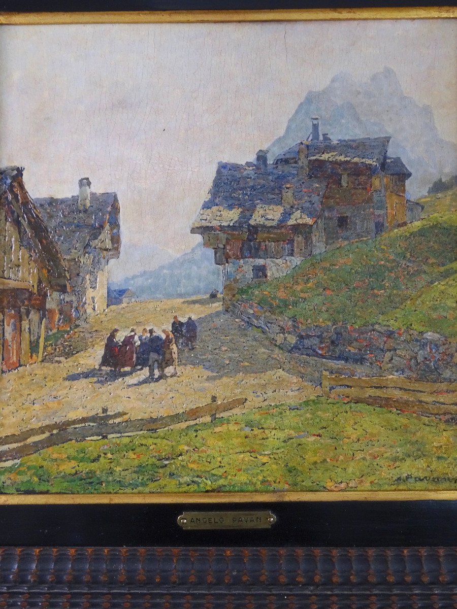 Peinture 'paysage De Montagne' Vers 1920, Angelo Pavan-photo-5