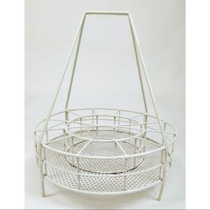 Portabottiglie in ferro verniciato bianco, manifattura italiana, anni ’70