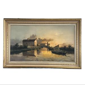 Acquerello "Isola di Torcello con Ponte del Diavolo", Alberto Prosdocimi, inizio '900