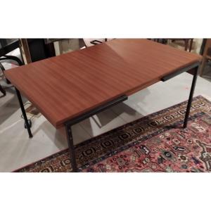 Mahogany Table 1960, Italian Dlg Extensions By Alain Richard, Arp, Minvielle, Guariche
