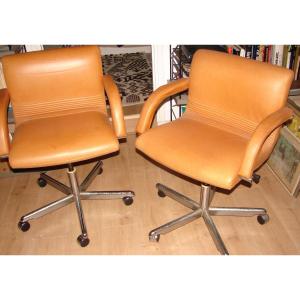 Apelbaum For Raphael Pair Of Leather Office Chairs 1970