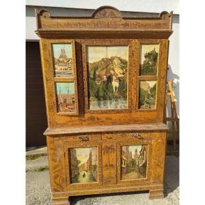 Wood-burned Furniture Decorated With Oriental Scenes, Extremely Rare, Must See N°1
