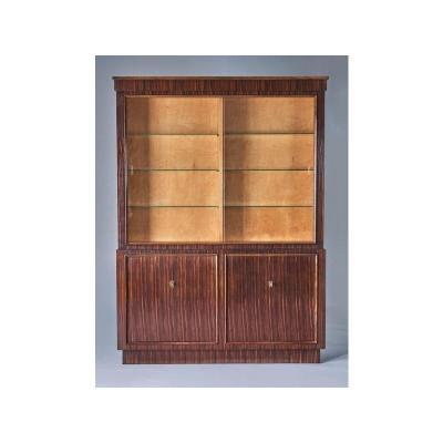 Glass Library In Rosewood Veneer And Light Wood Interior, L