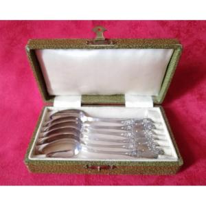 Six Small Silver Spoons In A Box