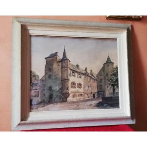 Watercolor Salers In Cantal