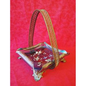 Enamelled Glassware, Mounted In A Basket.   