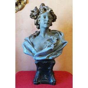 Spectacular Art Nouveau Ceramic Bust