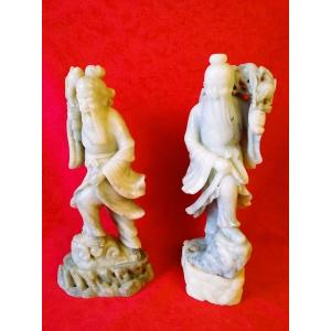 Two Hard Stone Statues From China