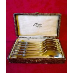 Six Small Vermeil Spoons 