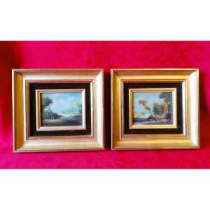 Pair Of Oils On Panels  
