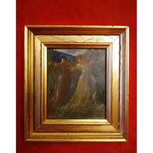 Oil On Cardboard By Léonce Pelletier 