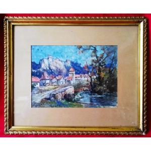 Framed Watercolor By Emile Noirot 