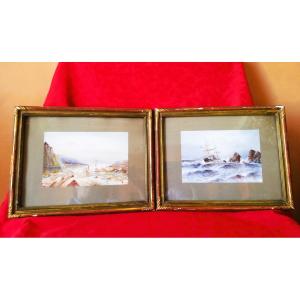 Pair Of Framed And Signed Watercolors