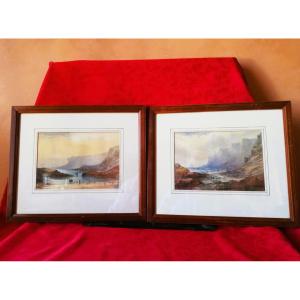 Pairs Of Framed Watercolors