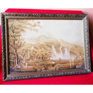 Large Framed Watercolor Drawing