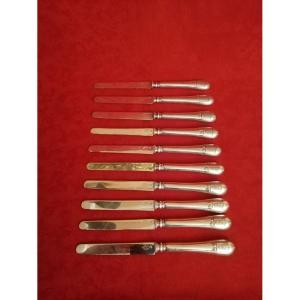 Set Of Ten Silver Knives 