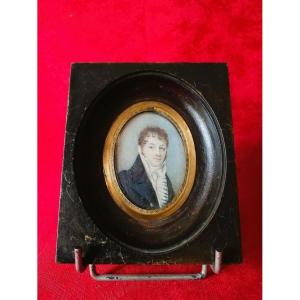 Oval Miniature On Ivory, Male Figure