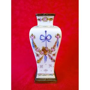 Porcelain Vase Mounted In Bronze