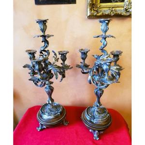 Pair Of Rocaille Candelabra