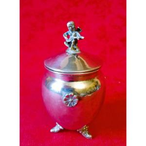 Small Covered Pot In 925/1000 Silver 