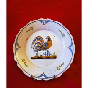 18th-century Nevers Plate With A Rooster 